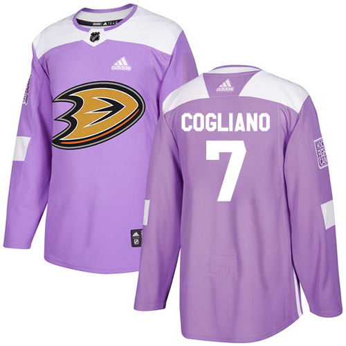 Adidas Ducks #7 Andrew Cogliano Purple Authentic Fights Cancer Stitched NHL Jersey - Click Image to Close